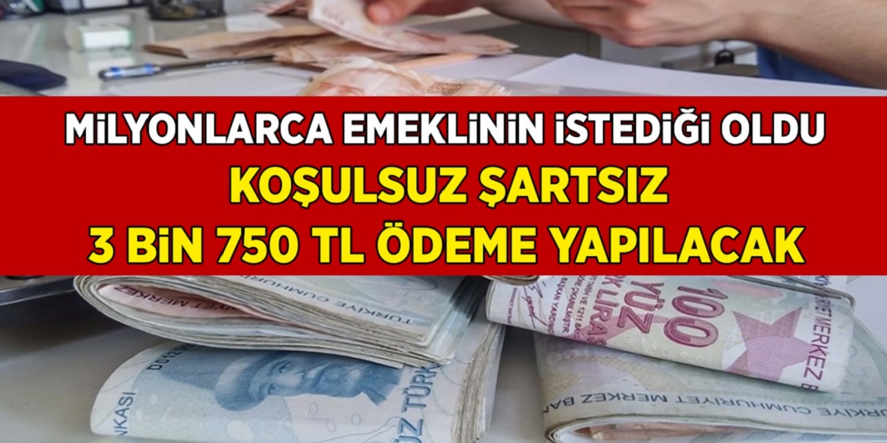 3 bin 750 TL koşulsuz şartsız hesaplara yatırılacak! Şimdi ödemenizi çekin! Az önce anlaşma sağlandı, tarih verildi!
