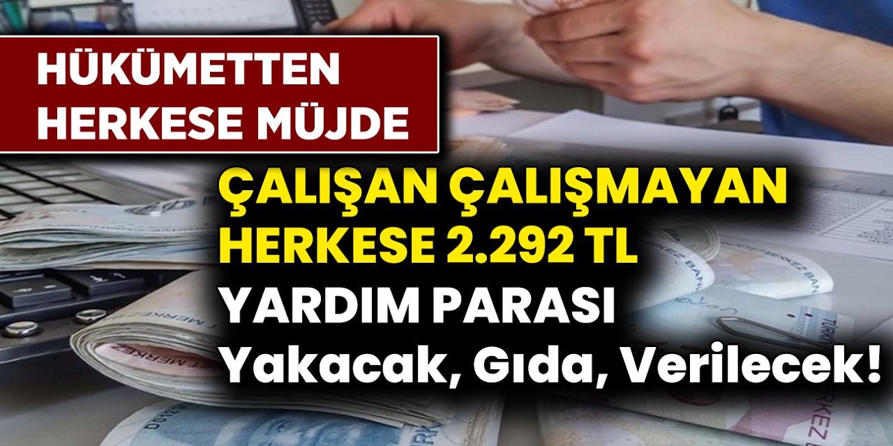 Hükümet Şubart ayında harekete geçti! Ev kadını yaşlı, işsiz, herkese 2 Bin 292 TL yardım parası verecek! Yakacak, gıda için hemen başvurun