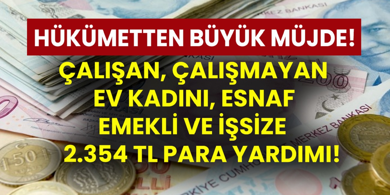 Hükümet Harekete Geçti! Çalışan Çalışmayan Ev Hanımı, İşsiz, Yaşlı Herkese 2.354 lira ödeniyor...